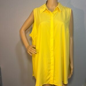 NWT Bright Yellow Lane Bryant Sleeveless Tunic Button Down